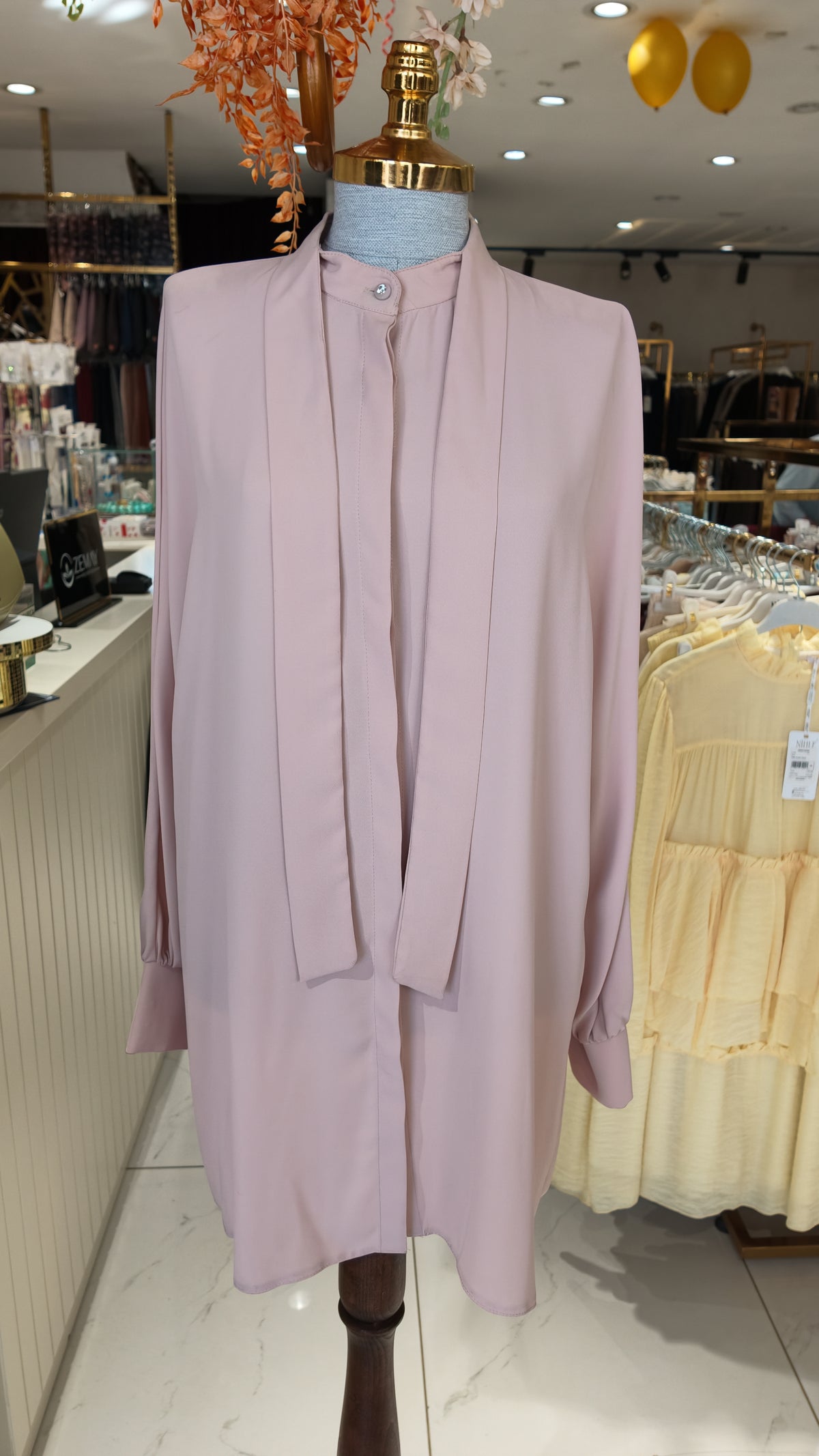 Amber Bağlamalı Yaka Tunik