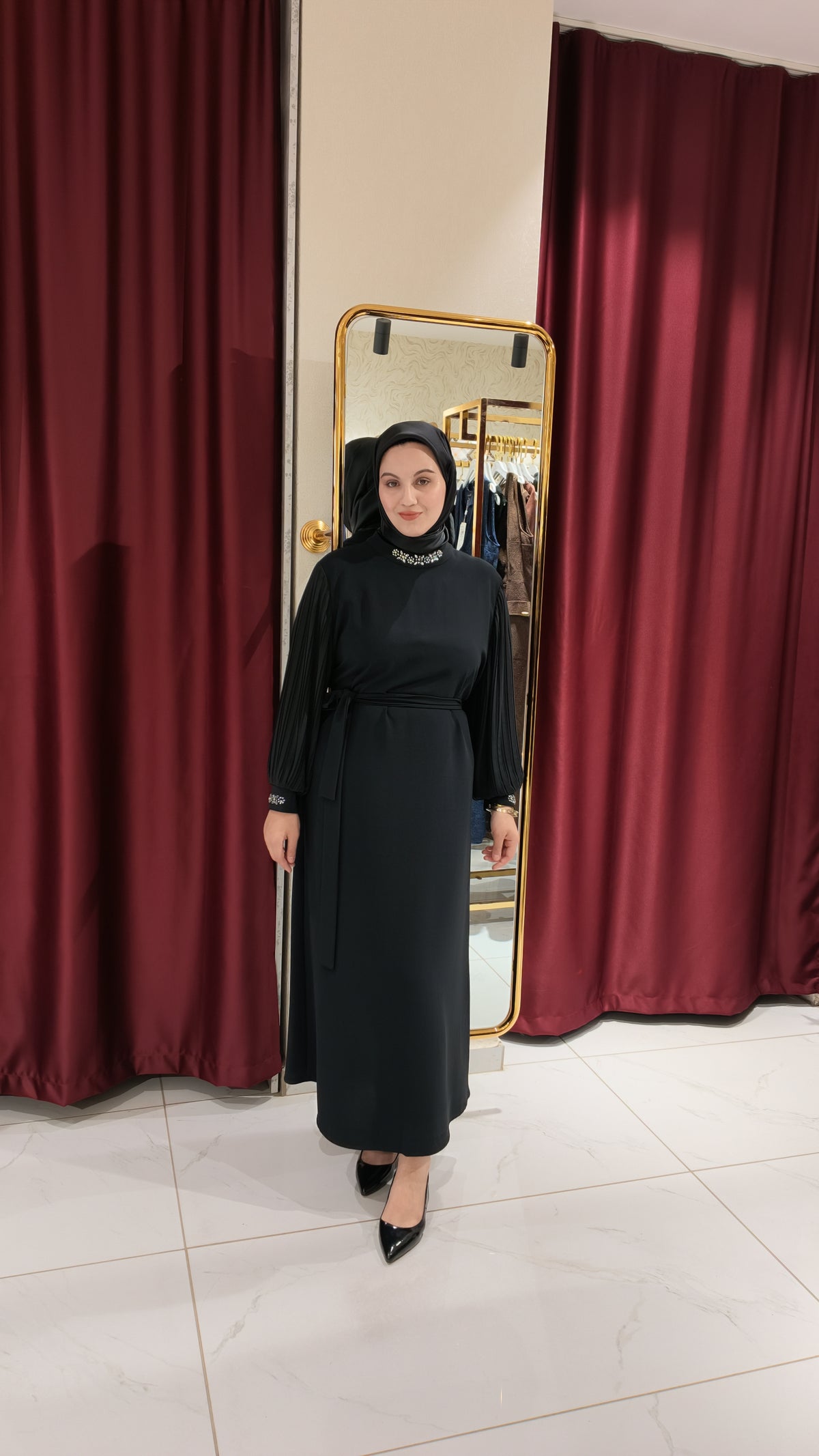 Krep kumaş şık elbise