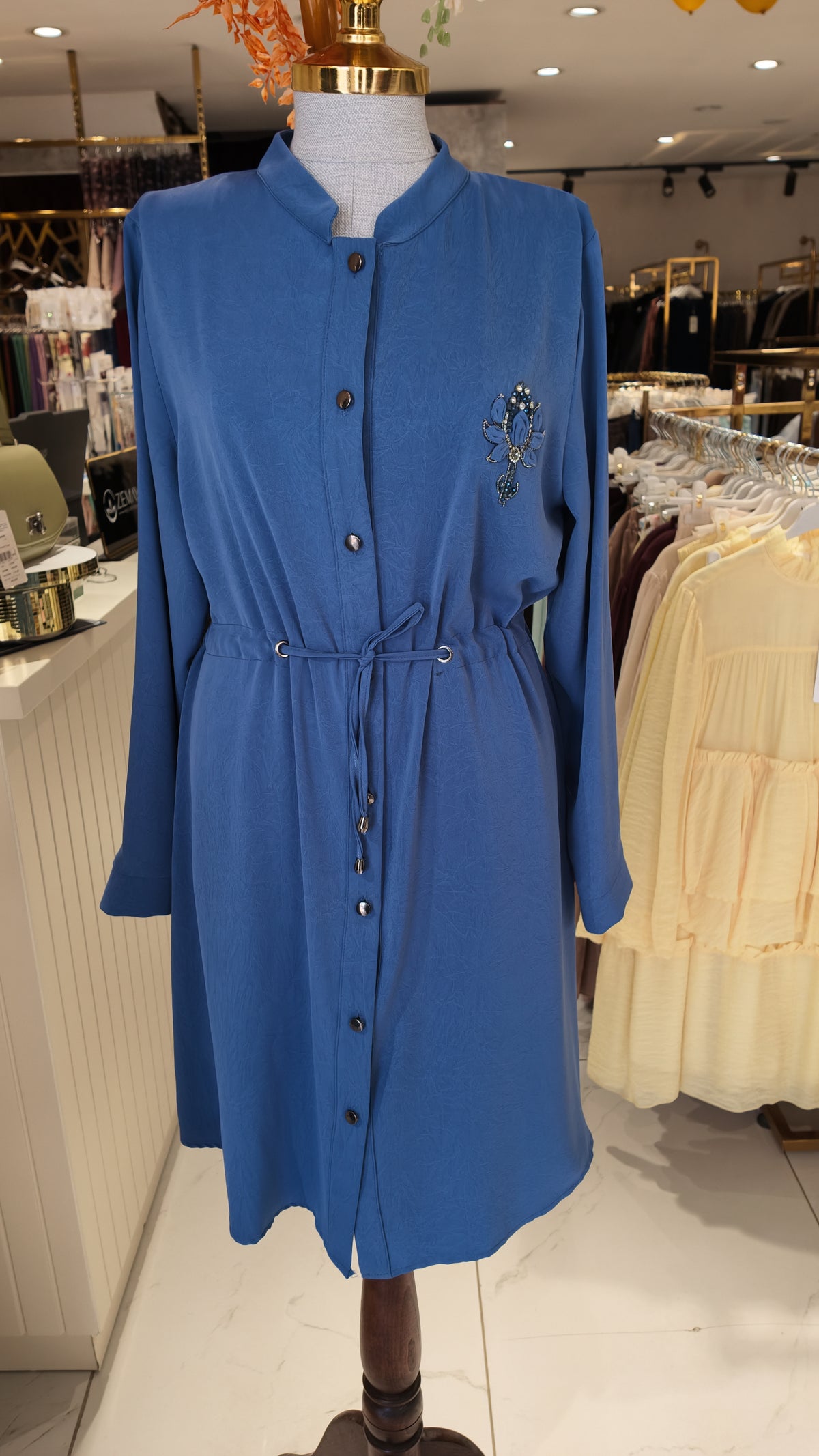 Göğsü Taşlı Beli Bağlamalı Tunik