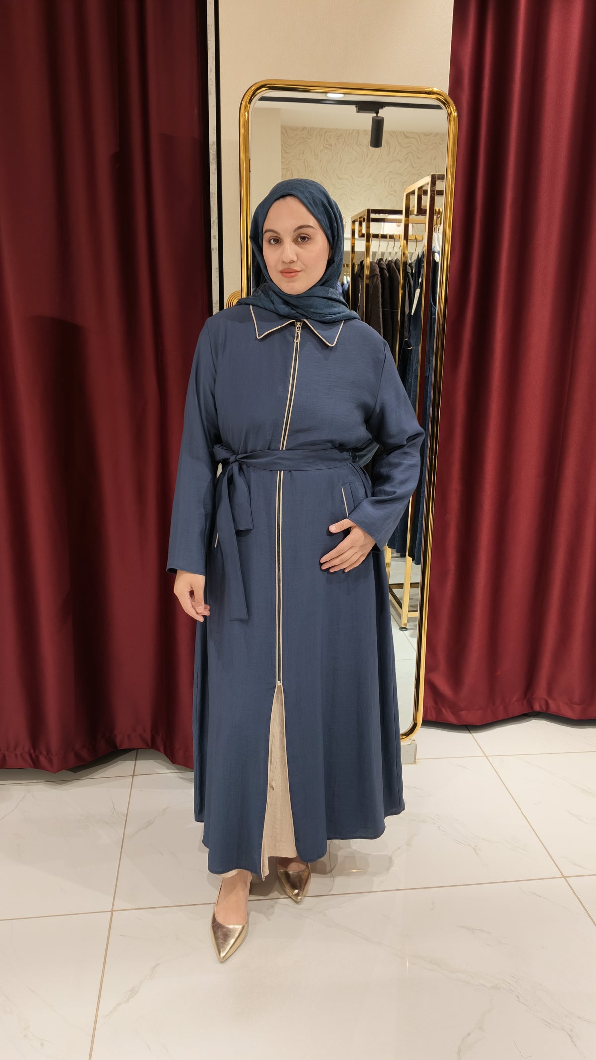 Tensel Kumaş Fermuarlı Uzun Ferace