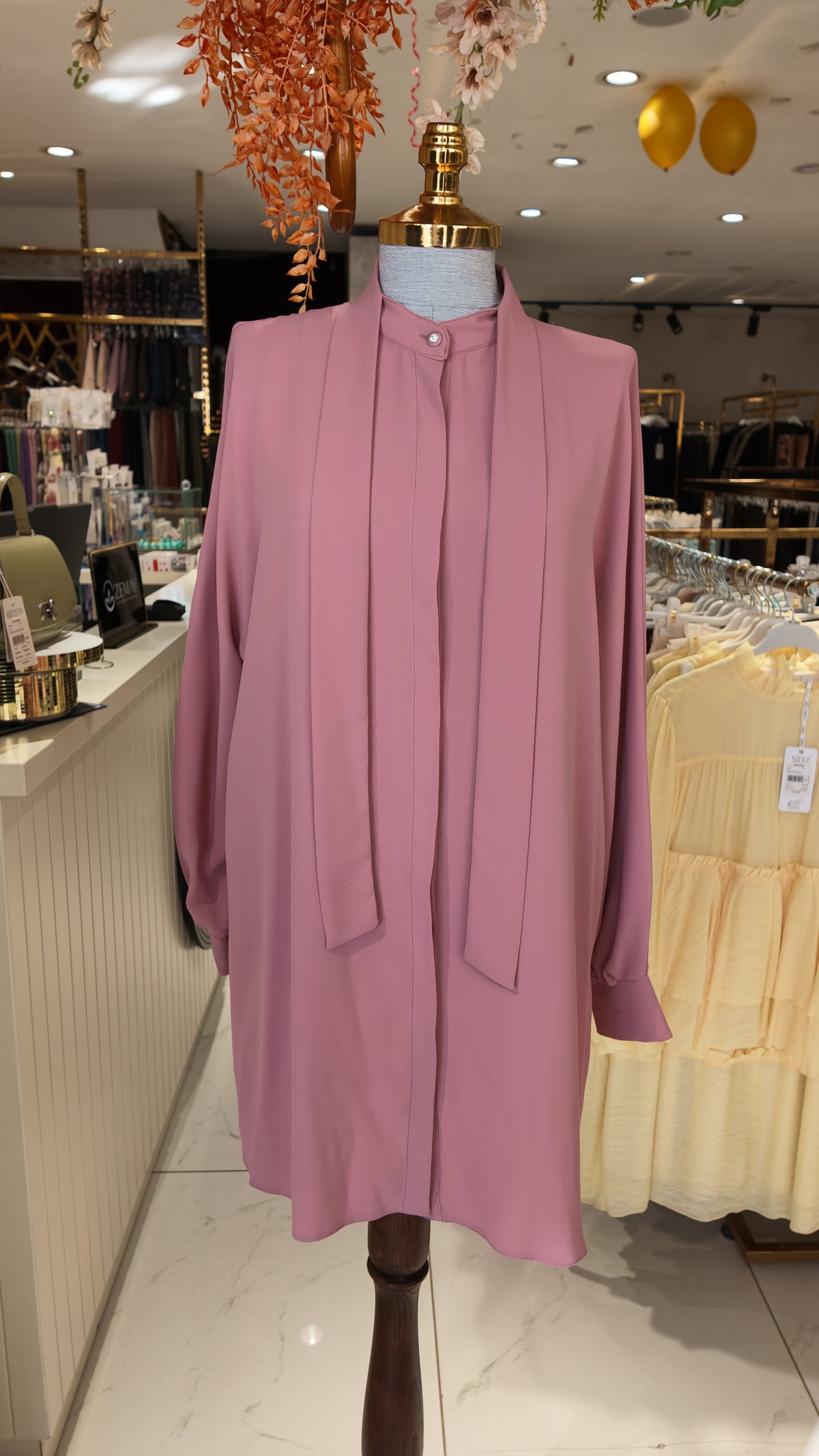 Amber Bağlamalı Yaka Tunik