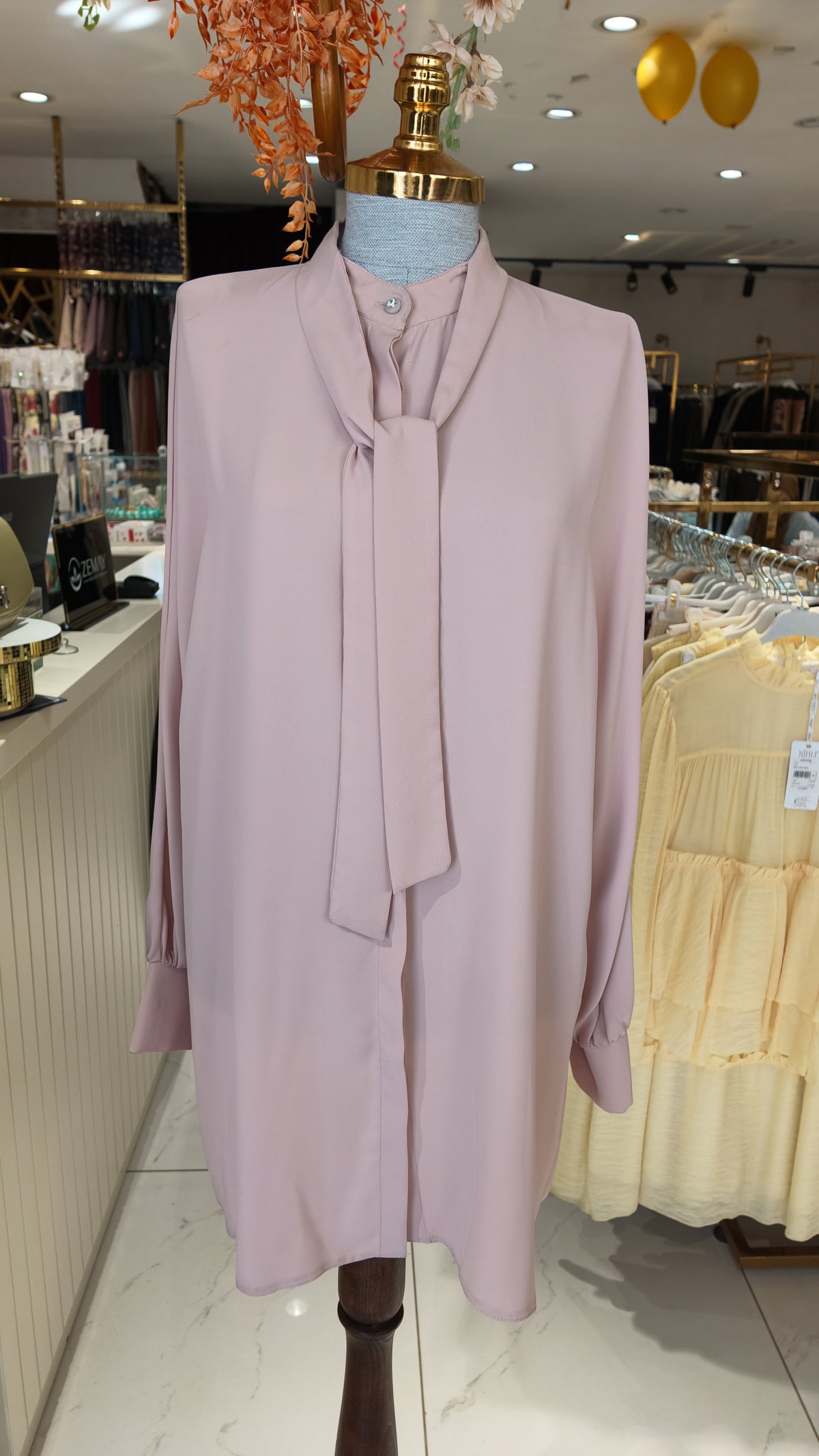 Amber Bağlamalı Yaka Tunik