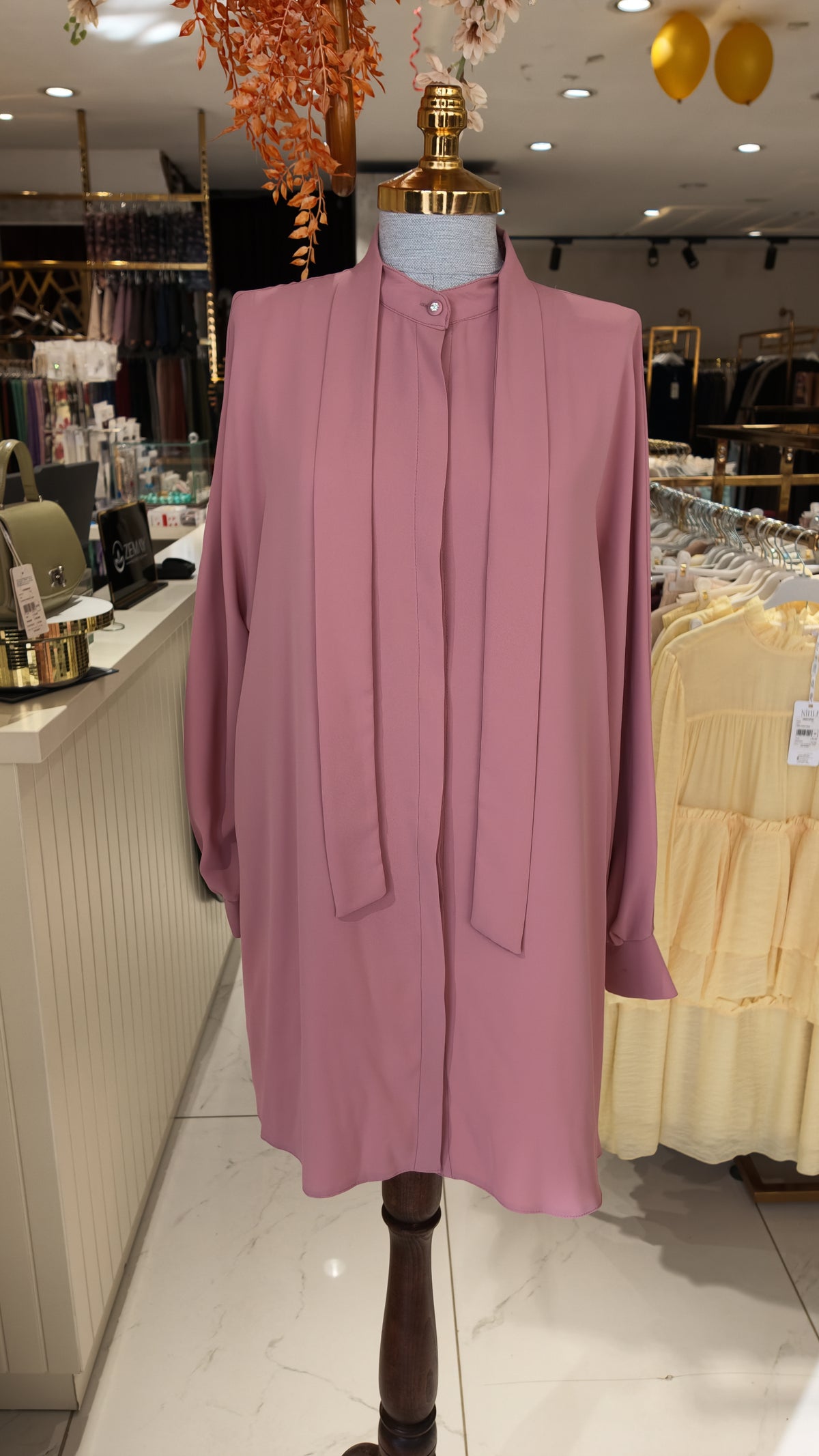 Amber Bağlamalı Yaka Tunik