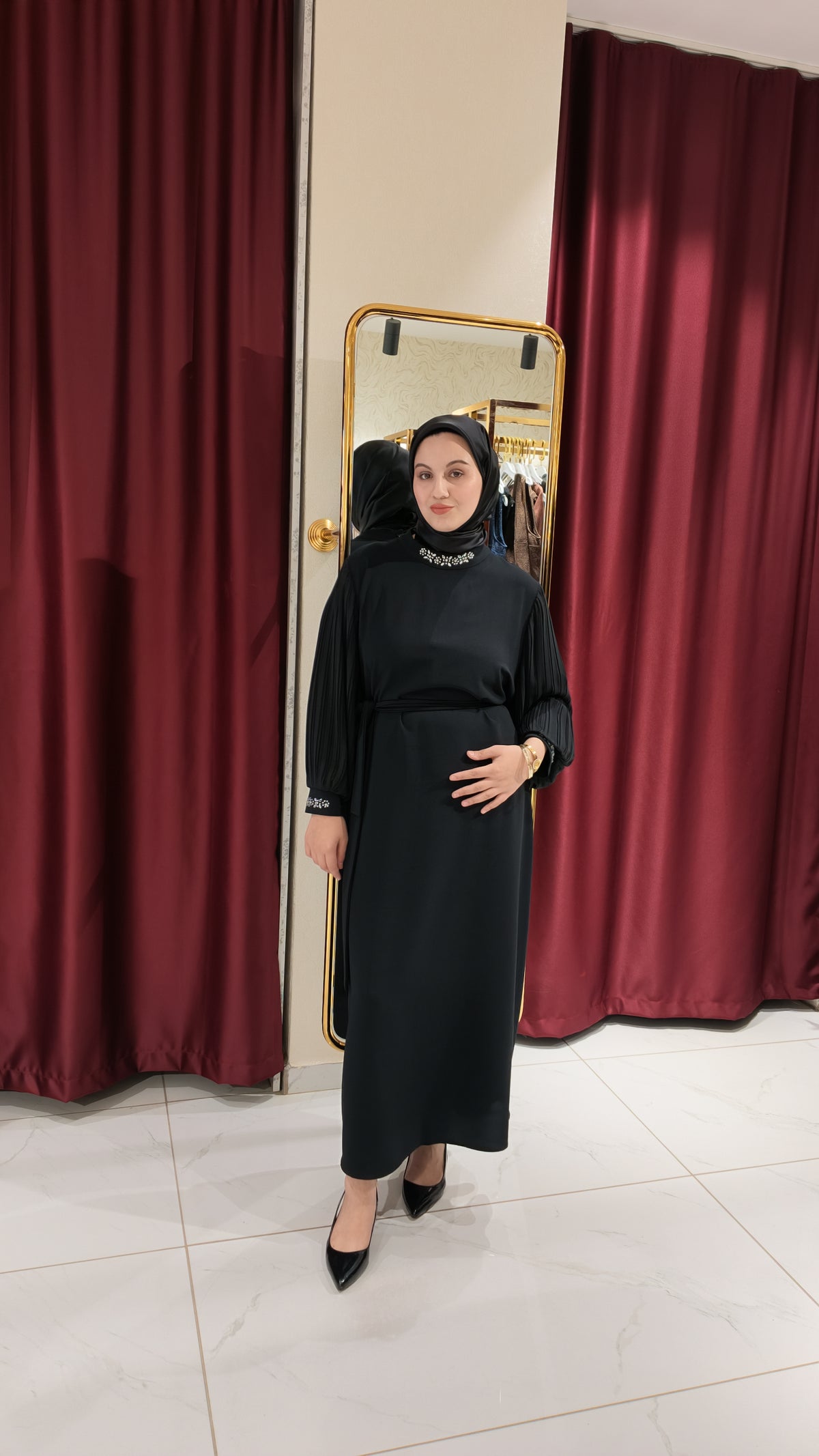 Krep kumaş şık elbise