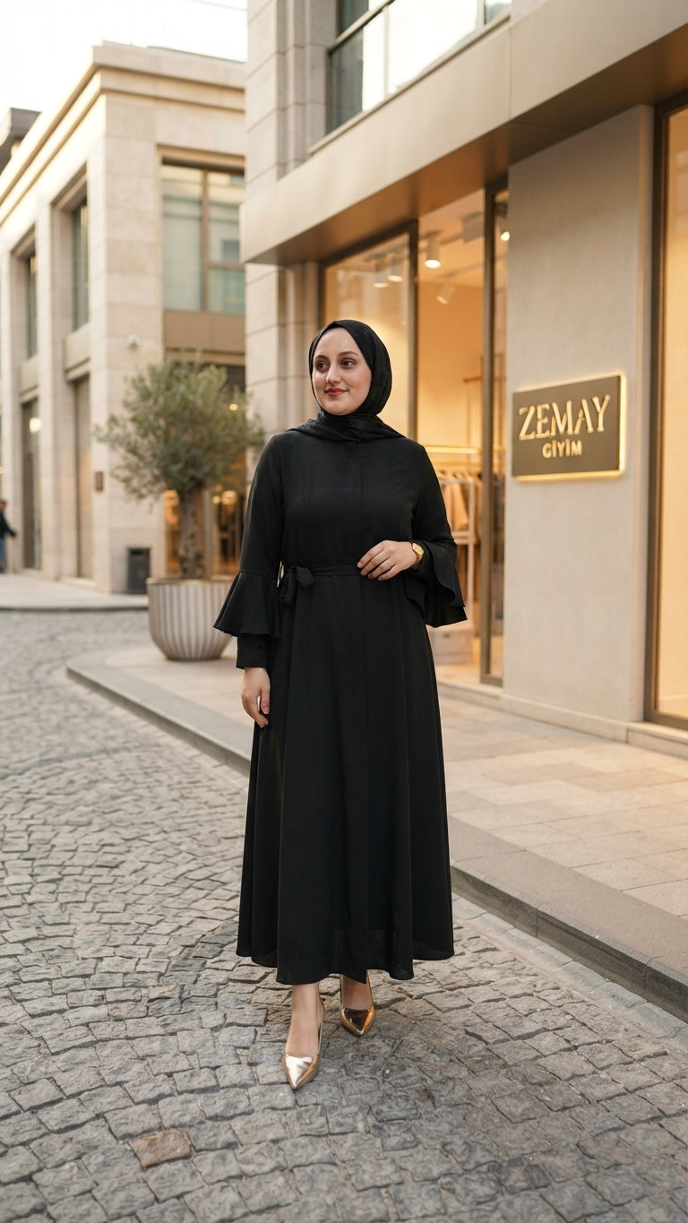 Kuşak Detaylı Ferace
