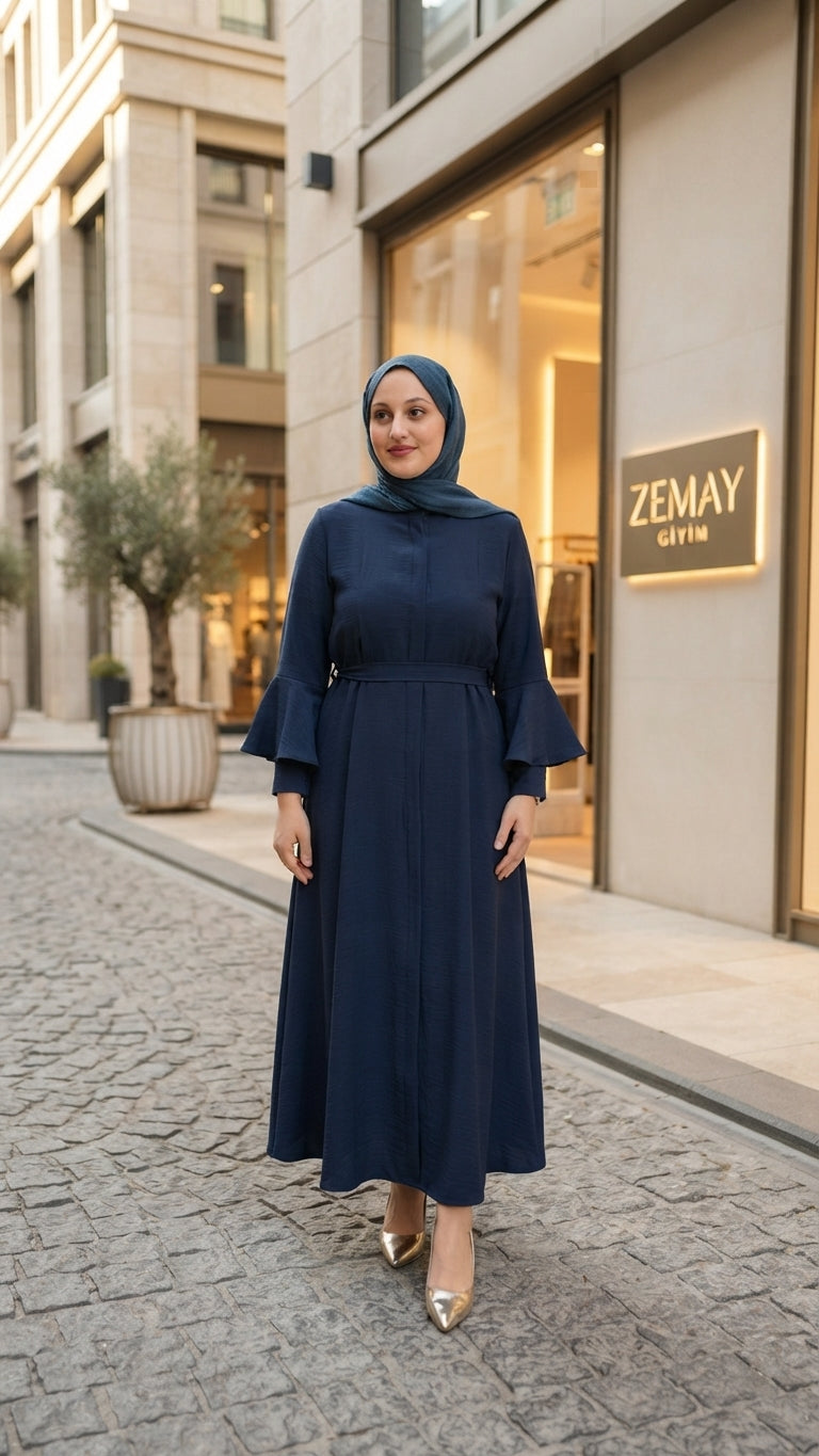 Kuşak Detaylı Ferace