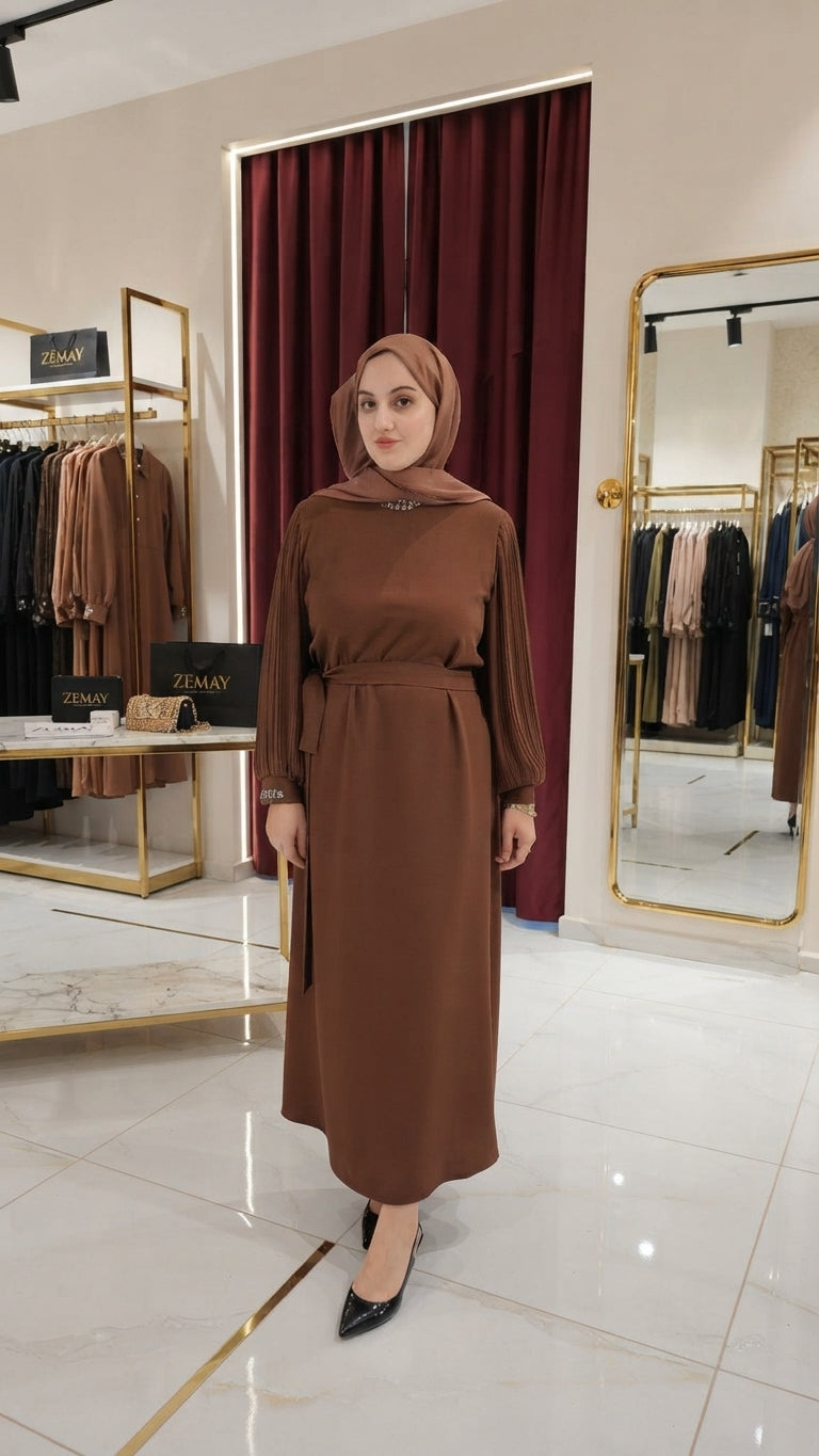 Krep kumaş şık elbise