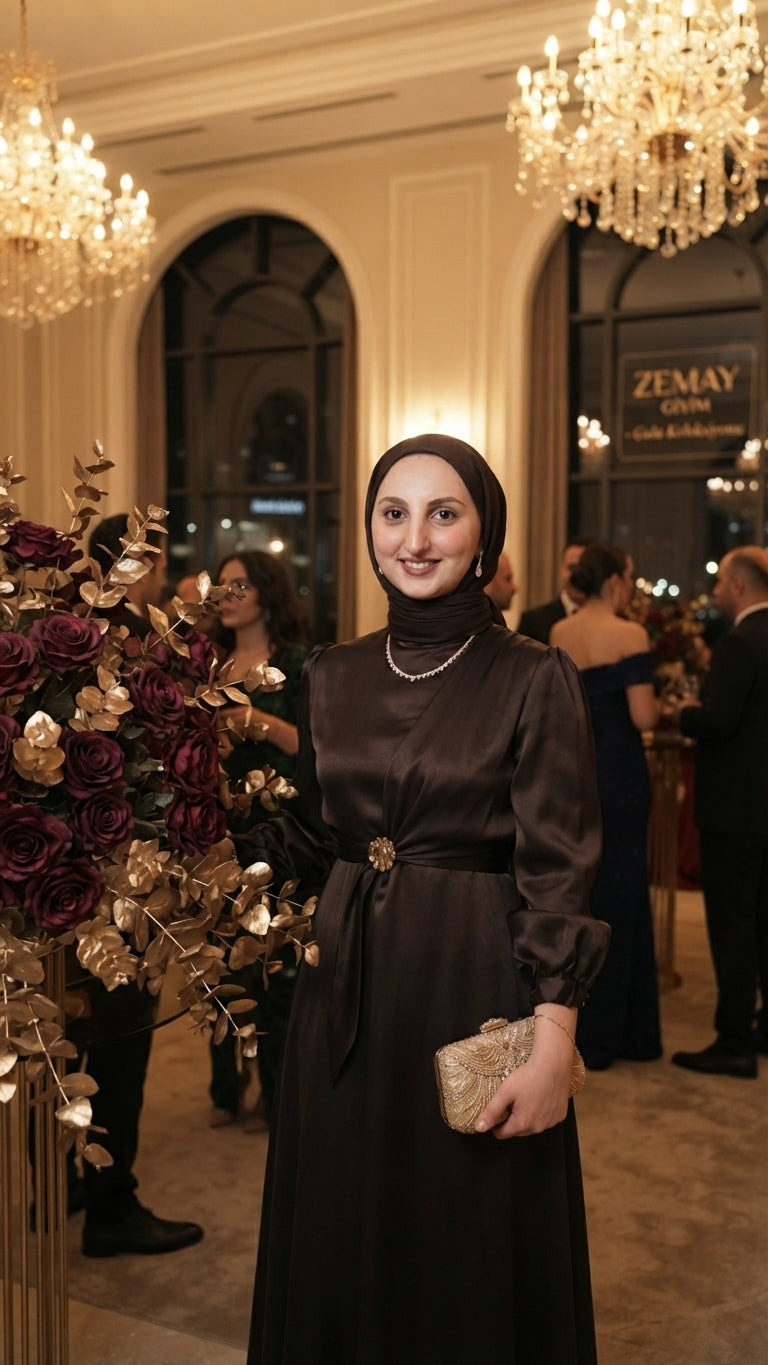 Toka Detaylı Şık Elbise