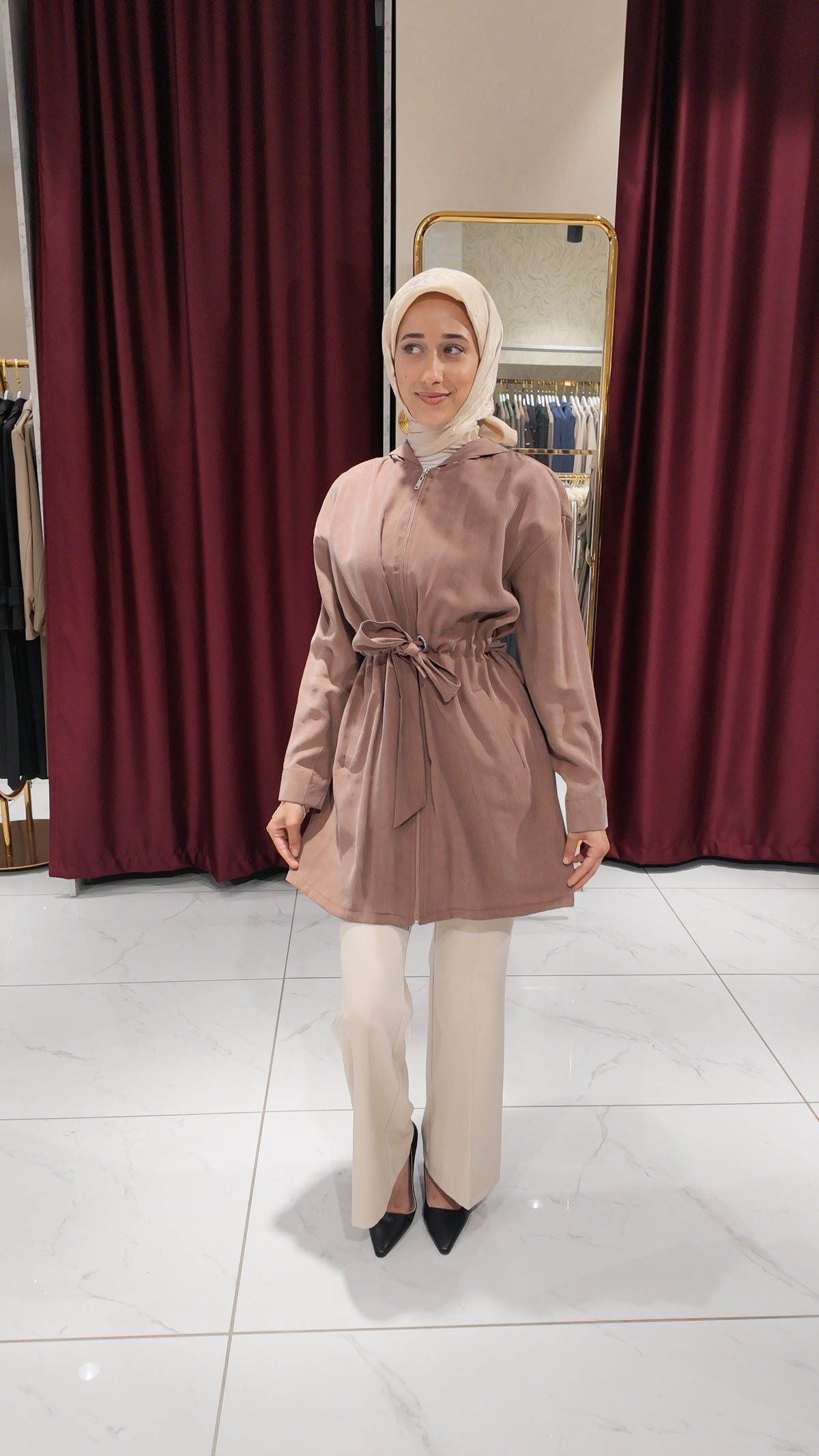 Tensel Beli Kemerli Kap