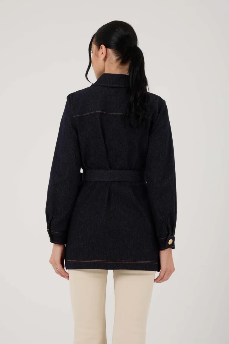 Kadın Gold Kemer Denim Ceket