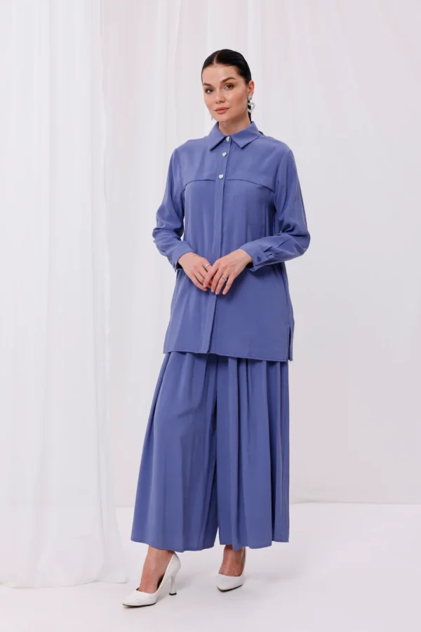 Kadın Şık Modal Kumaş Kalp Düğme Bluz